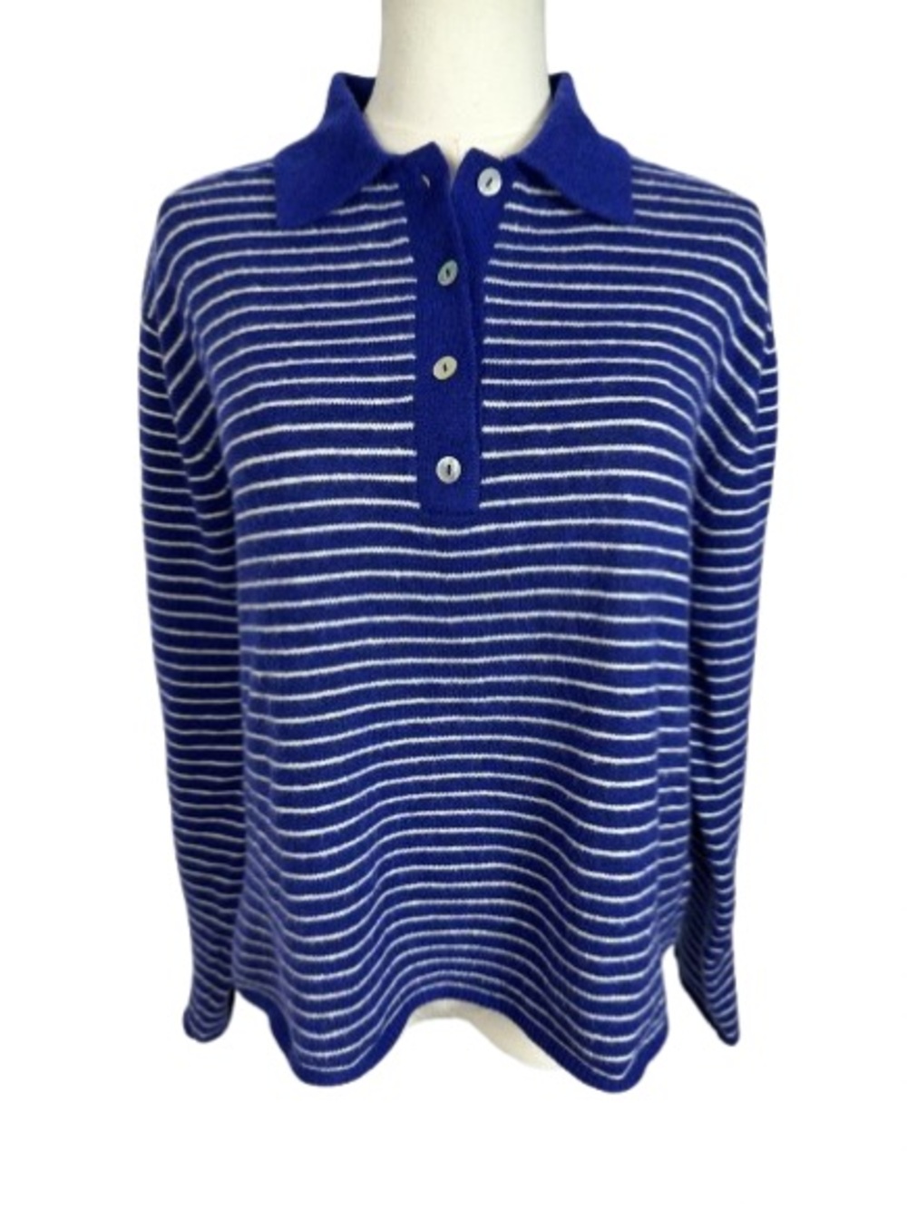 Zara Royal Blue and White Striped Knit Sweater Size S